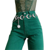 Sun And Moon Metal Chain Waist Belt